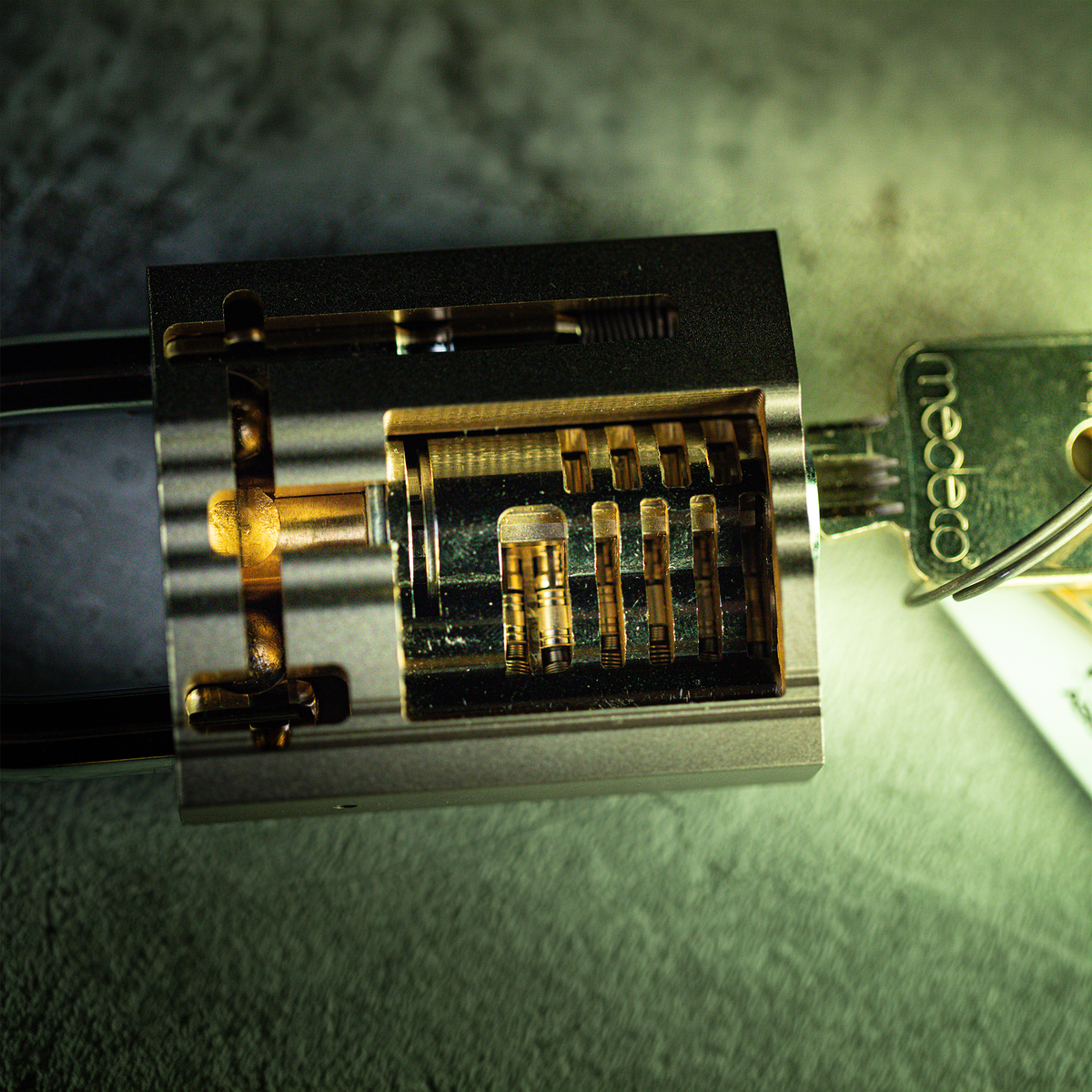 Medeco M4 Snowman Cutaway in ASSA Ruko 2 Padlock Body by Jordan the Locksmith